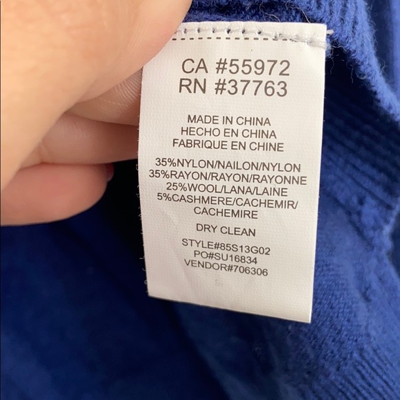 C&C California Blue Cashmere Wool Blend Sweater M - Picture 5 of 6